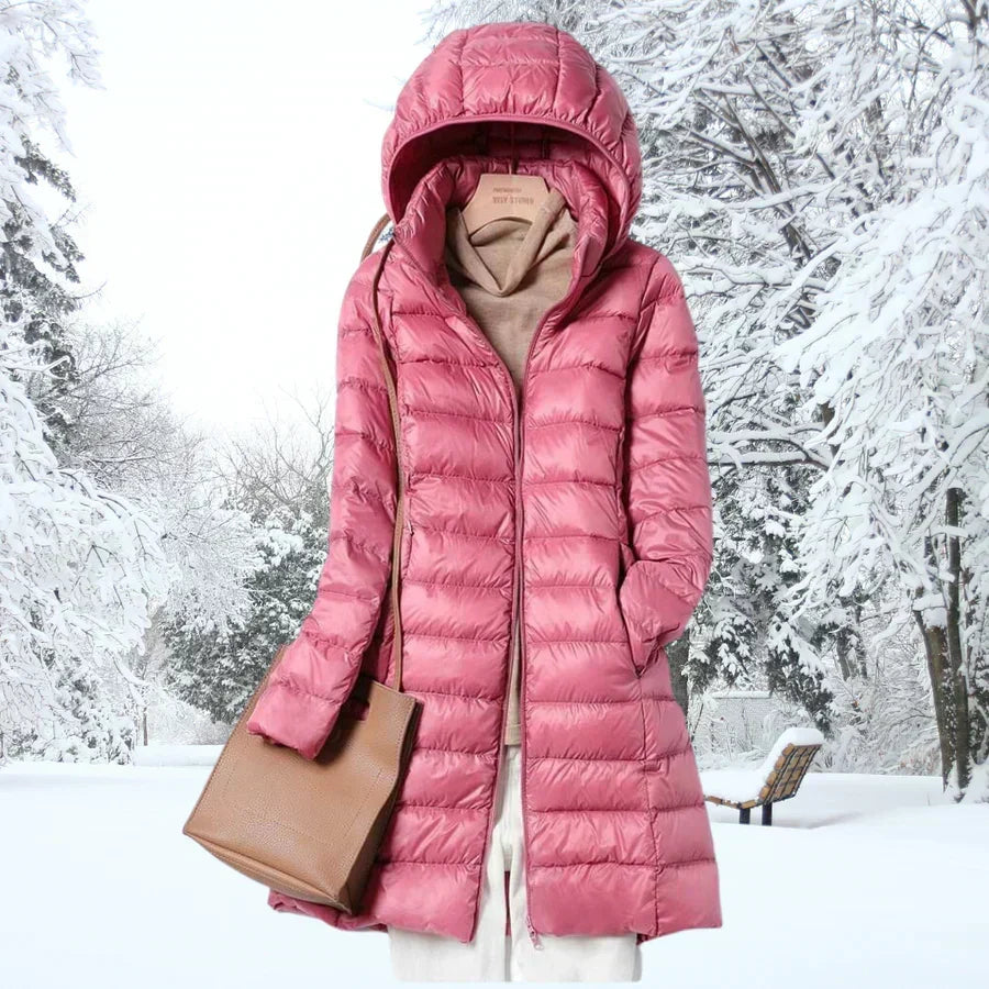 Dana | Relaxed Mid-Length Hooded Puffer Jacket for Winter
