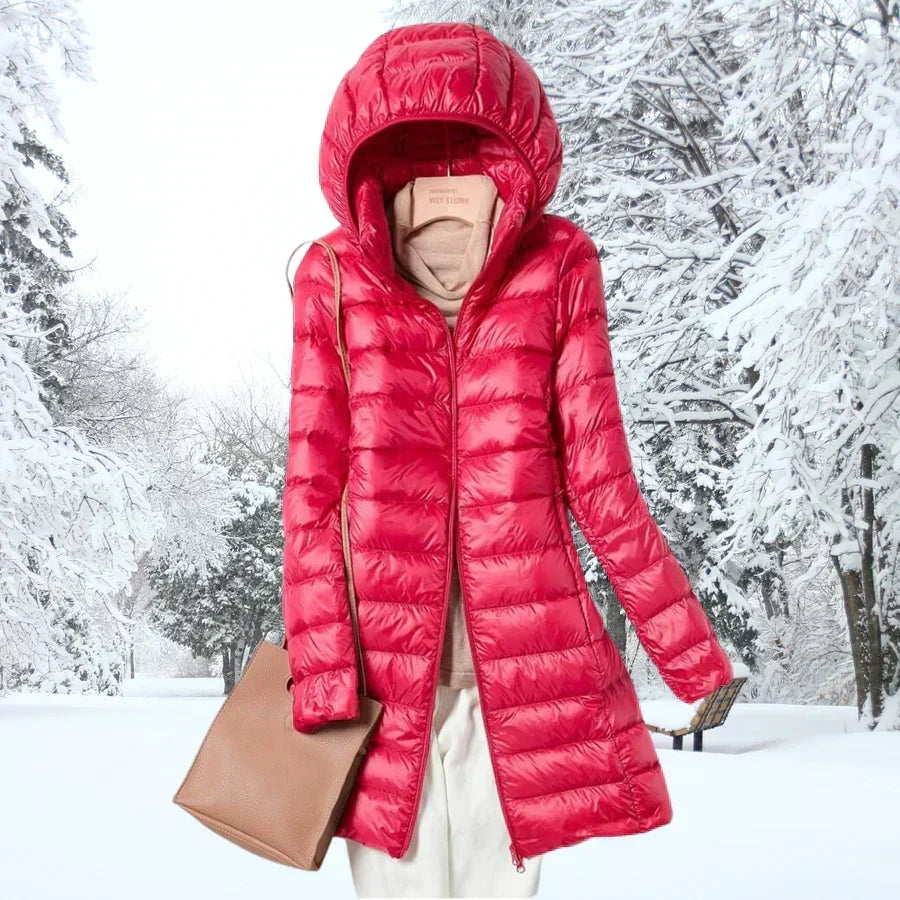 Dana | Relaxed Mid-Length Hooded Puffer Jacket for Winter