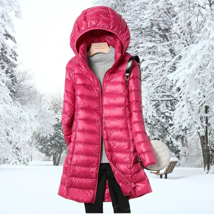 Dana | Relaxed Mid-Length Hooded Puffer Jacket for Winter