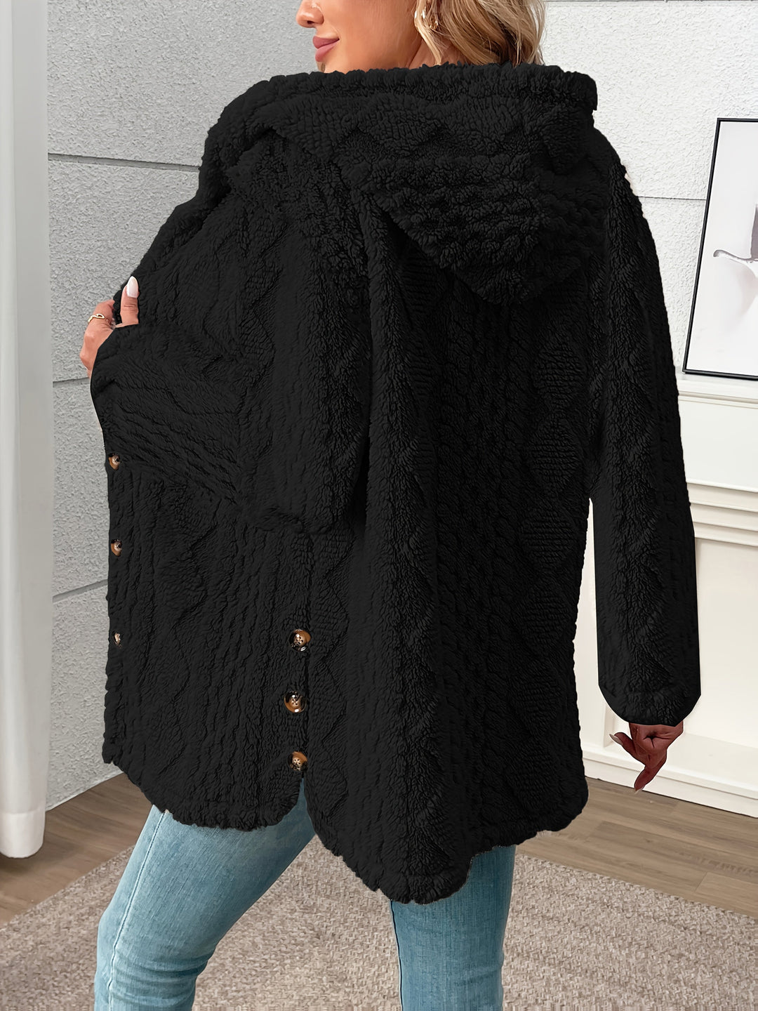 Debra | Button-Front Sherpa Coat for Winter