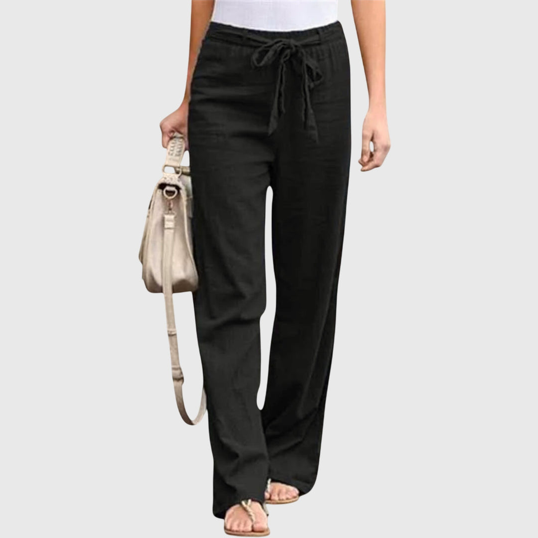 Diane | Tie-Belt High-Waisted Wide-Leg Pants for Summer