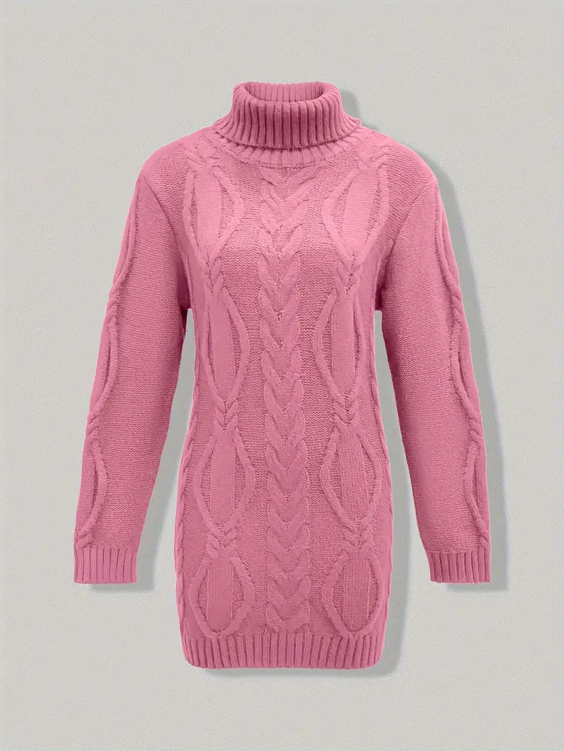 Deanna | Long Oversized Cable-Knit Turtleneck Sweater for Winter