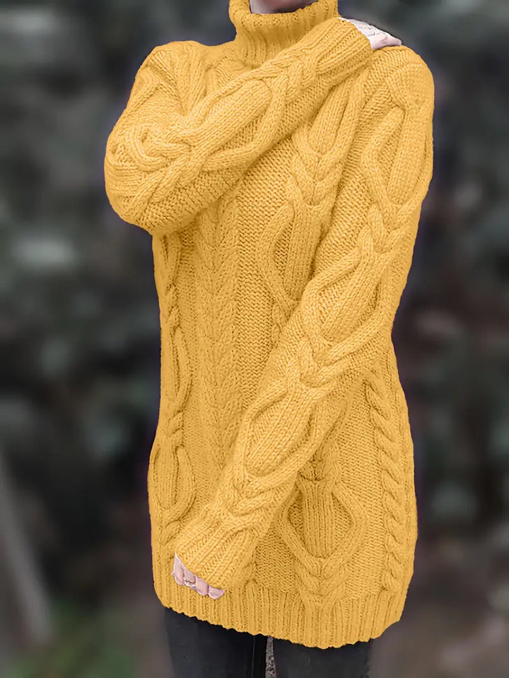 Deanna | Long Oversized Cable-Knit Turtleneck Sweater for Winter