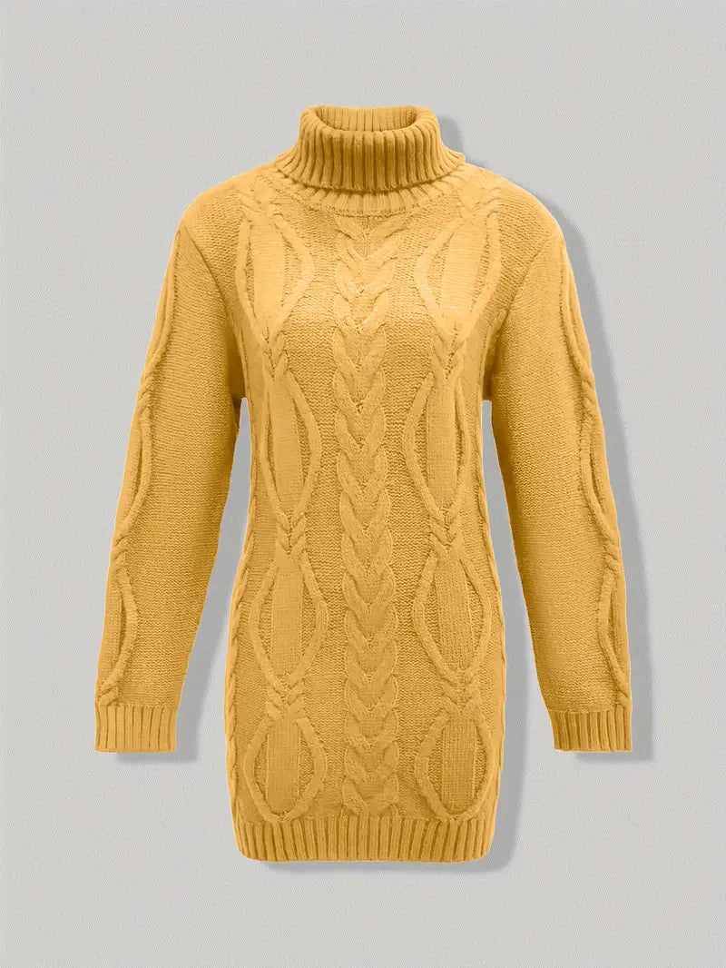 Deanna | Long Oversized Cable-Knit Turtleneck Sweater for Winter