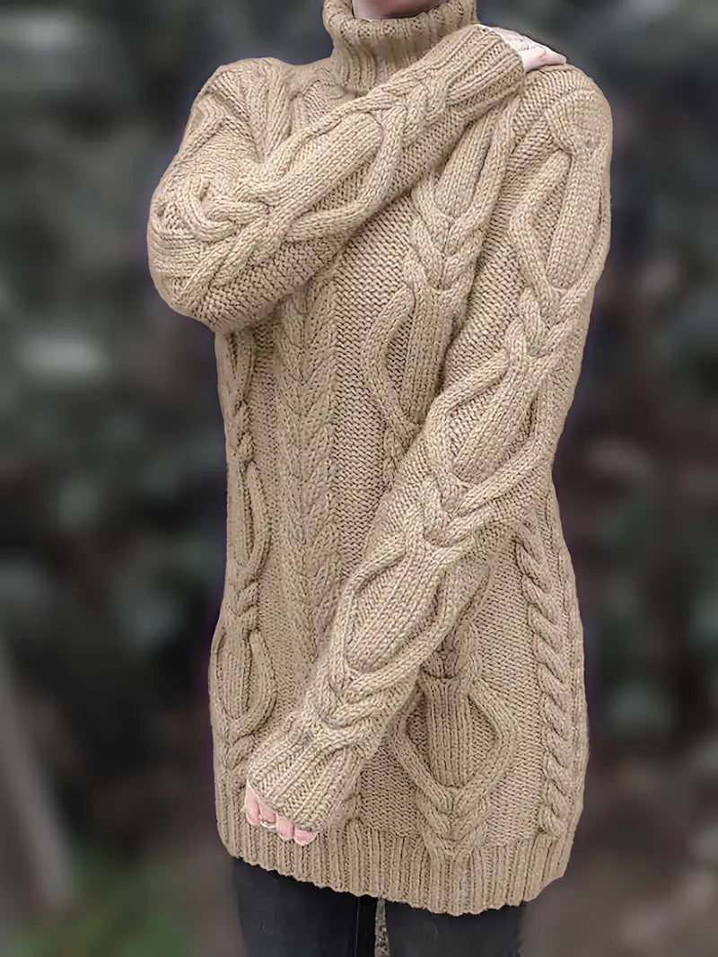 Deanna | Long Oversized Cable-Knit Turtleneck Sweater for Winter