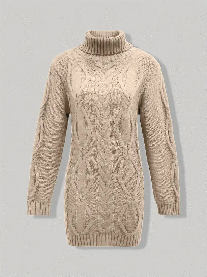 Deanna | Long Oversized Cable-Knit Turtleneck Sweater for Winter