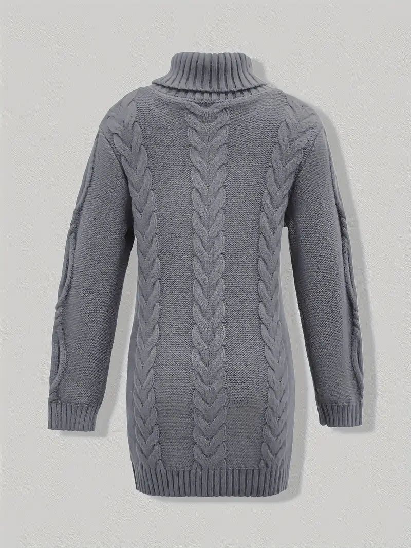 Deanna | Long Oversized Cable-Knit Turtleneck Sweater for Winter