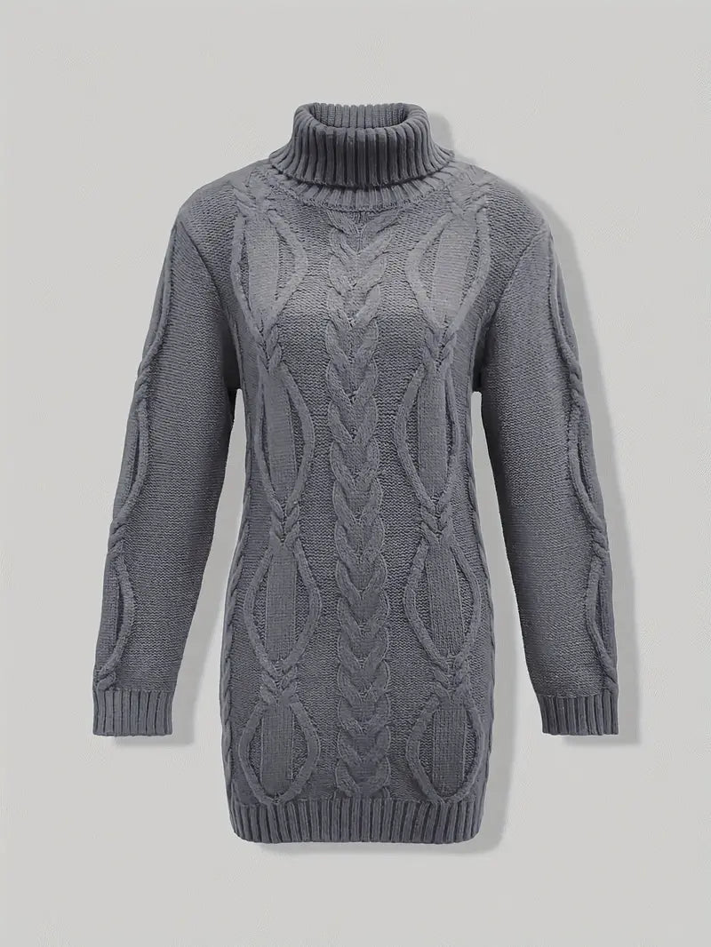 Deanna | Long Oversized Cable-Knit Turtleneck Sweater for Winter