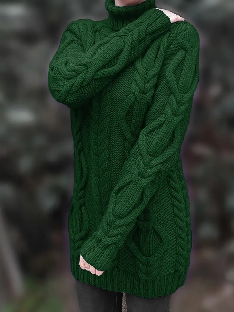 Deanna | Long Oversized Cable-Knit Turtleneck Sweater for Winter