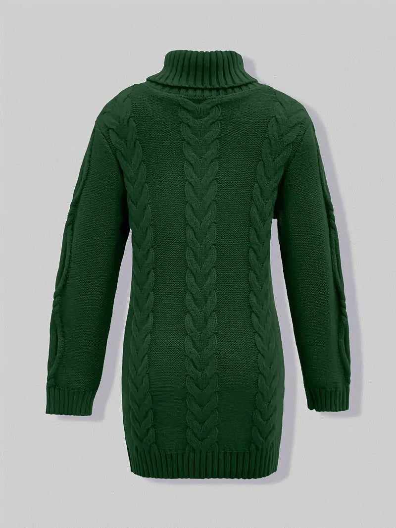 Deanna | Long Oversized Cable-Knit Turtleneck Sweater for Winter