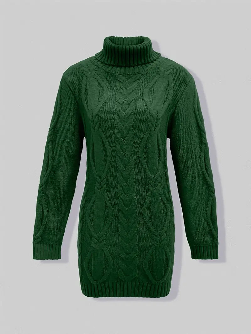 Deanna | Long Oversized Cable-Knit Turtleneck Sweater for Winter