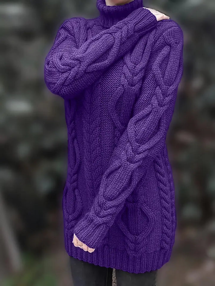 Deanna | Long Oversized Cable-Knit Turtleneck Sweater for Winter