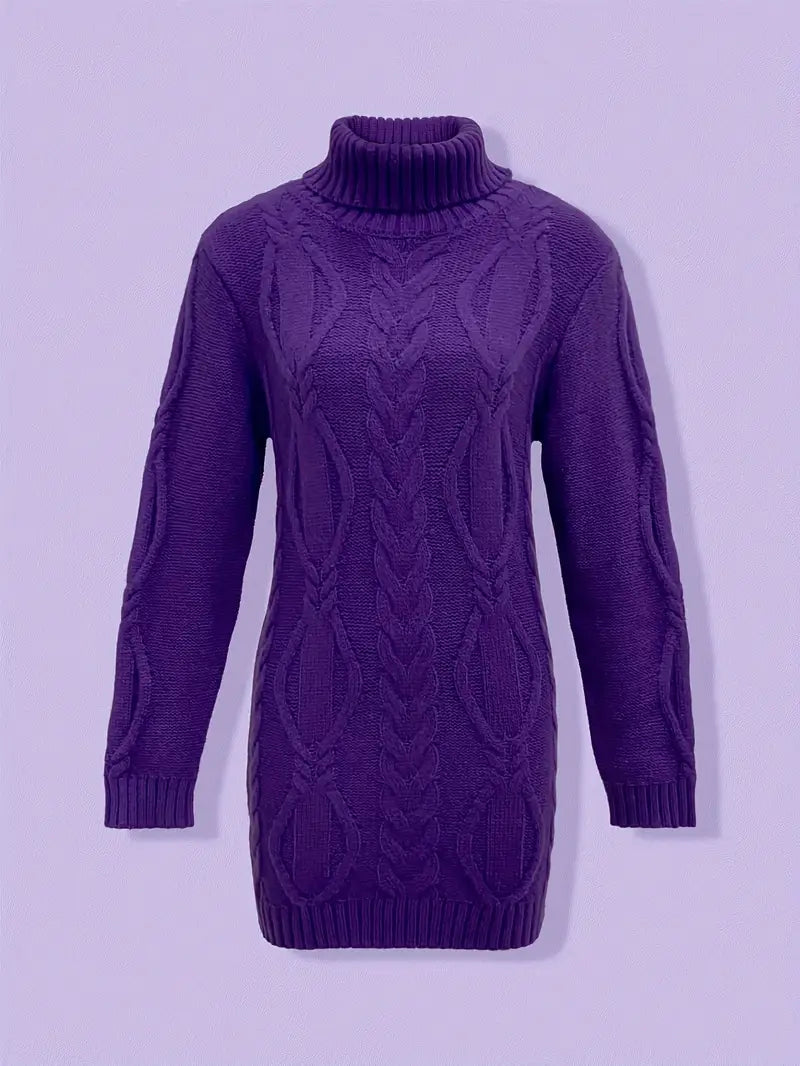 Deanna | Long Oversized Cable-Knit Turtleneck Sweater for Winter