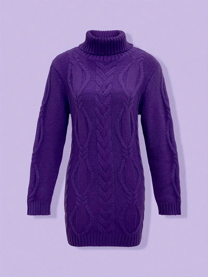 Deanna | Long Oversized Cable-Knit Turtleneck Sweater for Winter