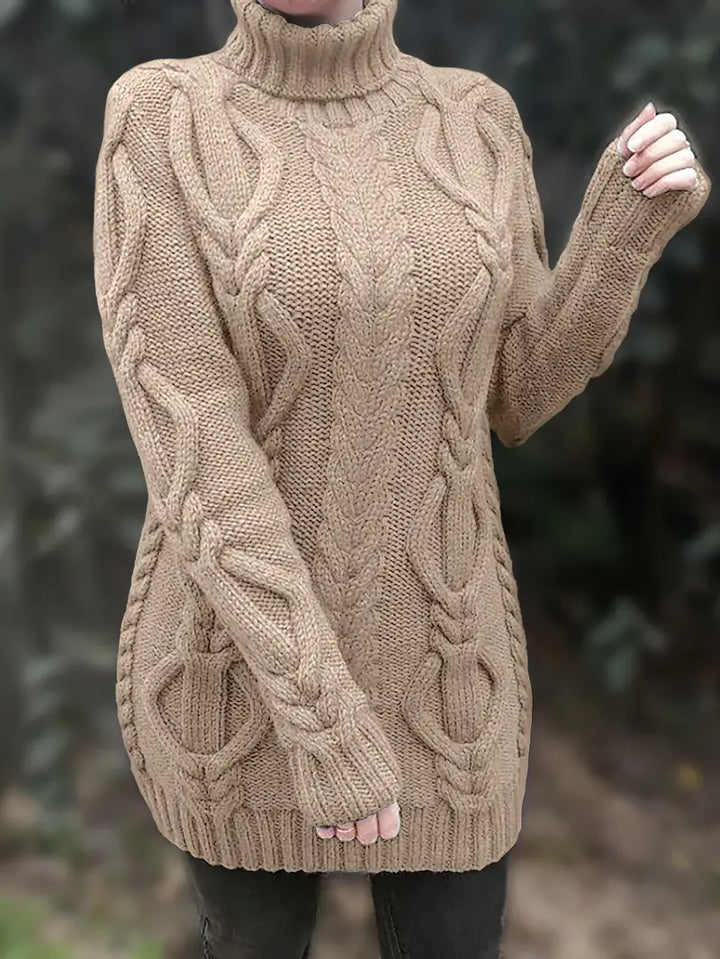 Deanna | Long Oversized Cable-Knit Turtleneck Sweater for Winter