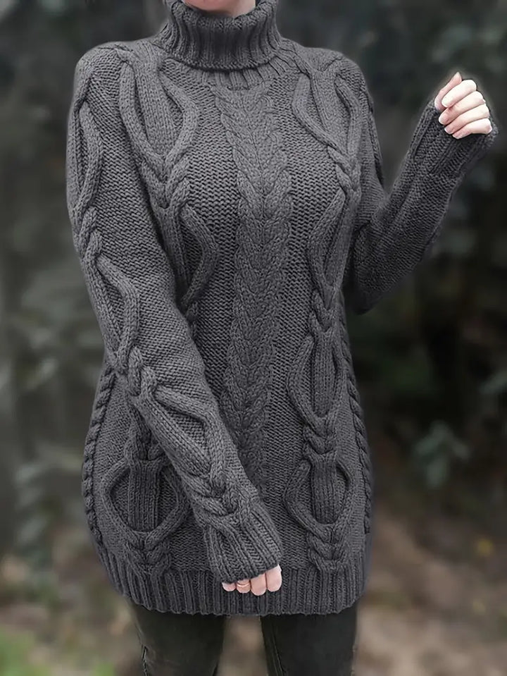 Deanna | Long Oversized Cable-Knit Turtleneck Sweater for Winter