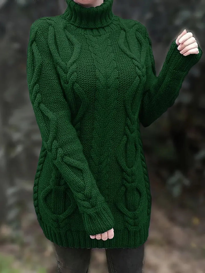 Deanna | Long Oversized Cable-Knit Turtleneck Sweater for Winter