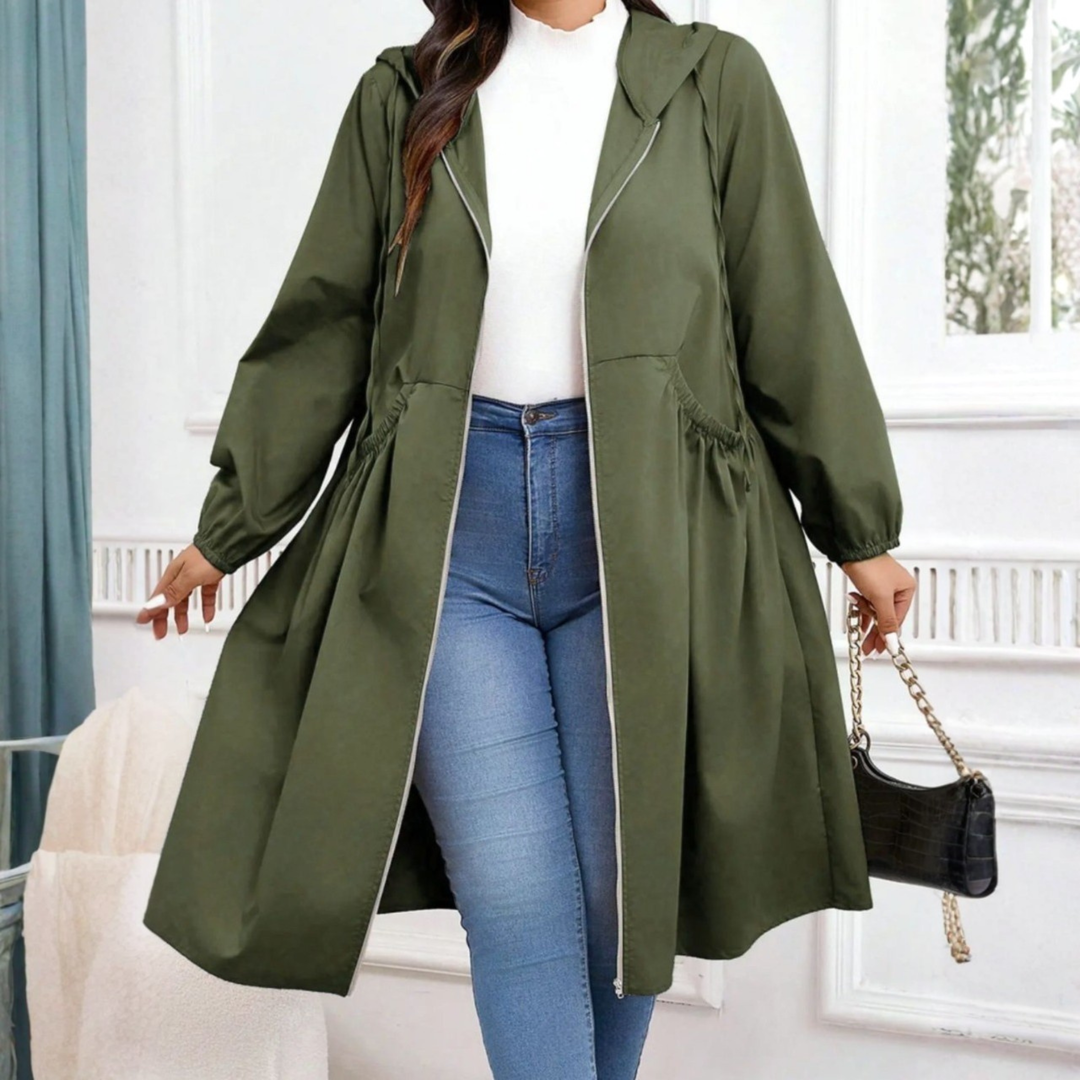 Daisy | Drawstring-Waist Hooded Trench Coat