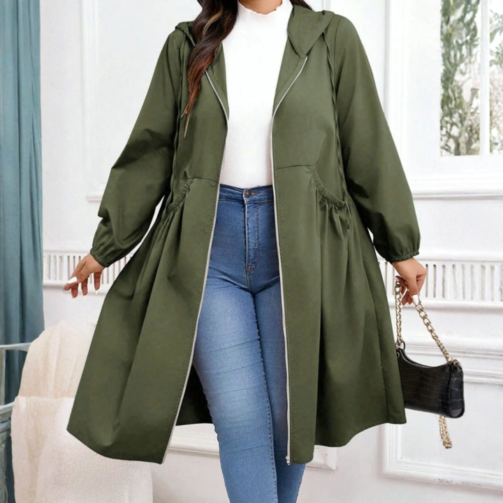 Daisy | Drawstring-Waist Hooded Trench Coat