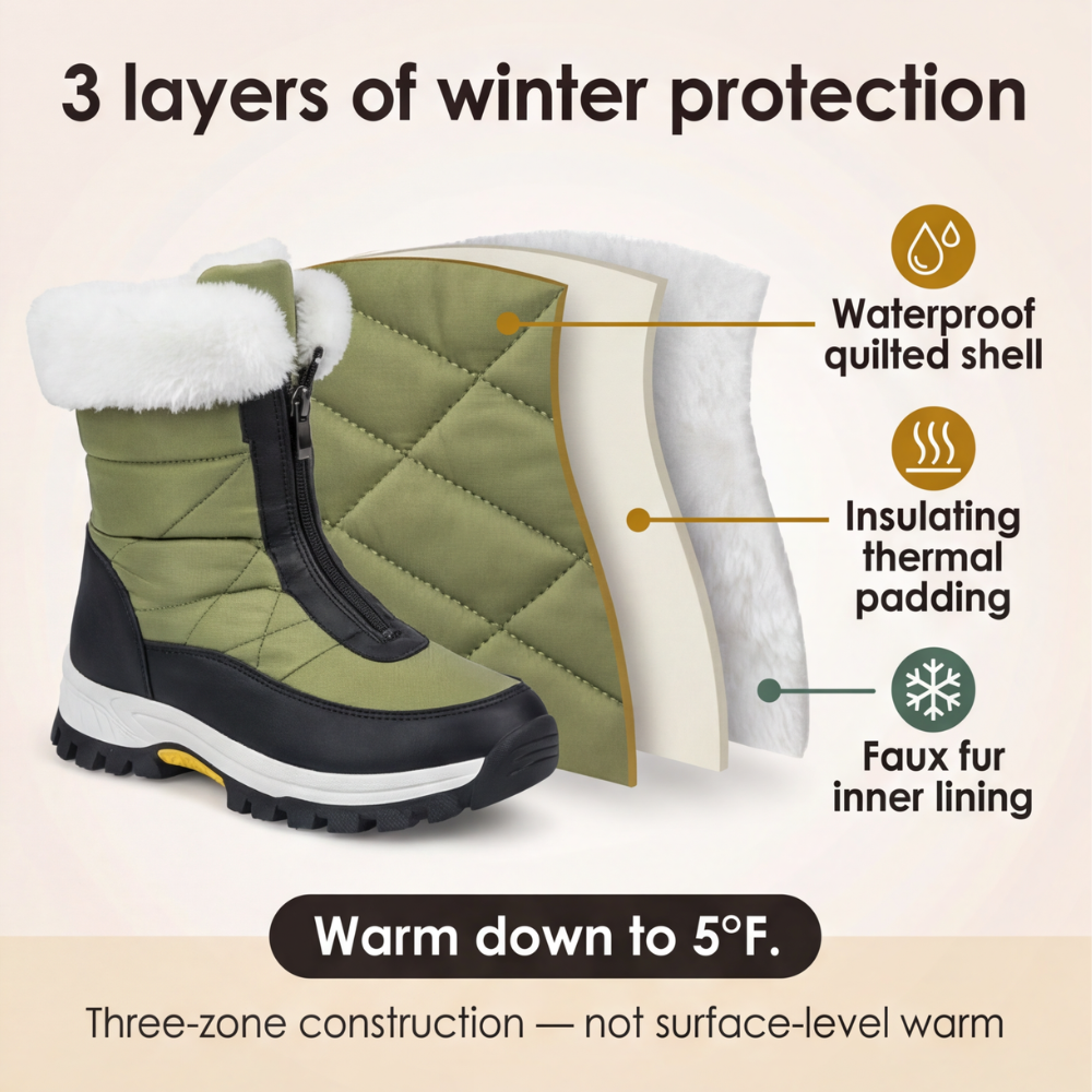 Dakota | Quilted Faux Fur-Lined Zip Snow Boots