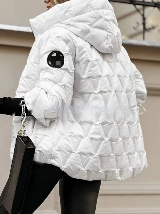 Emily | Glossy Contrast-Cuff Hooded Puffer Jacket