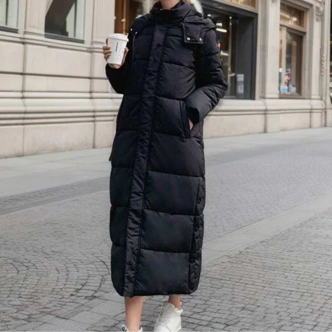 Fiona | Hooded Quilted Long Puffer Coat