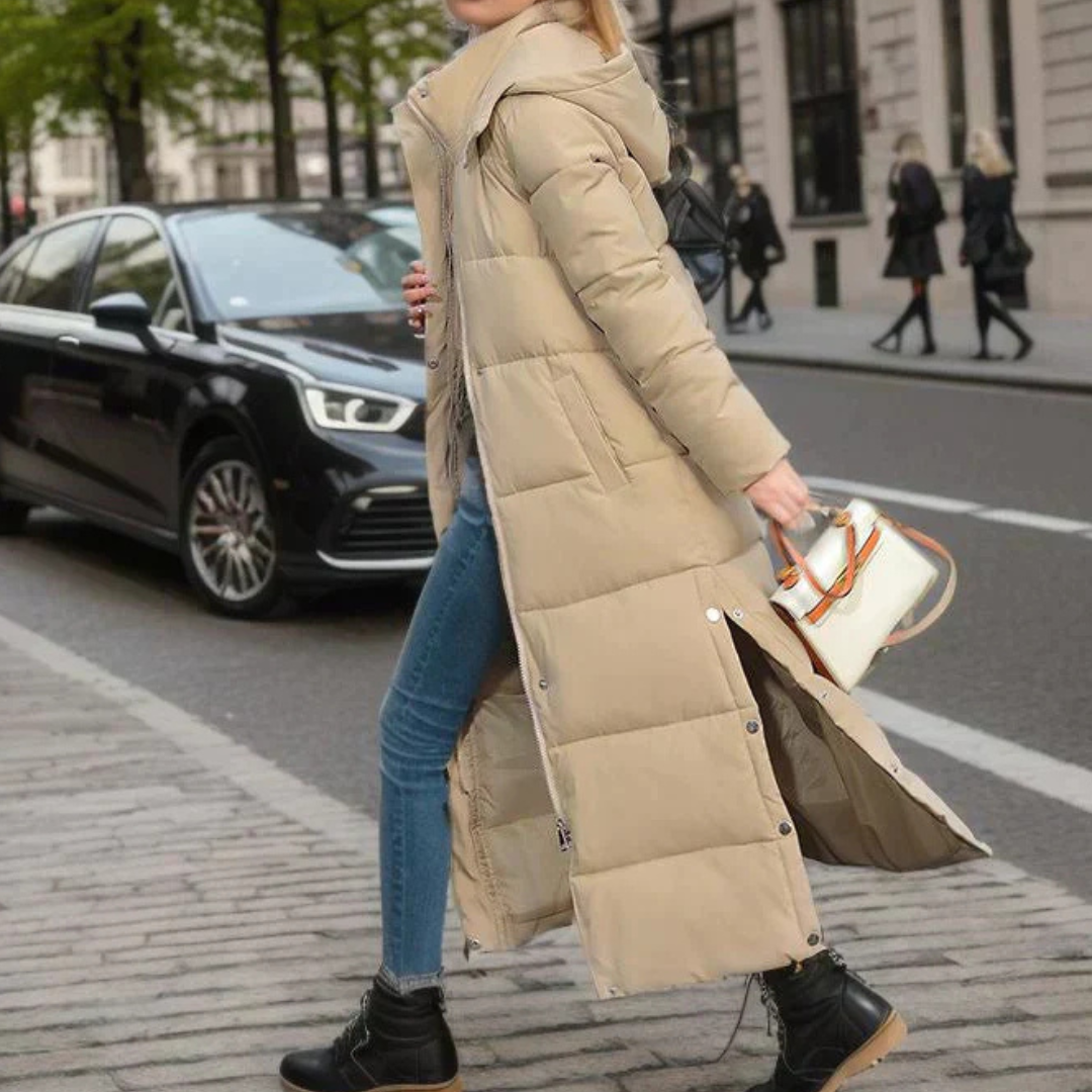Fiona | Hooded Quilted Long Puffer Coat
