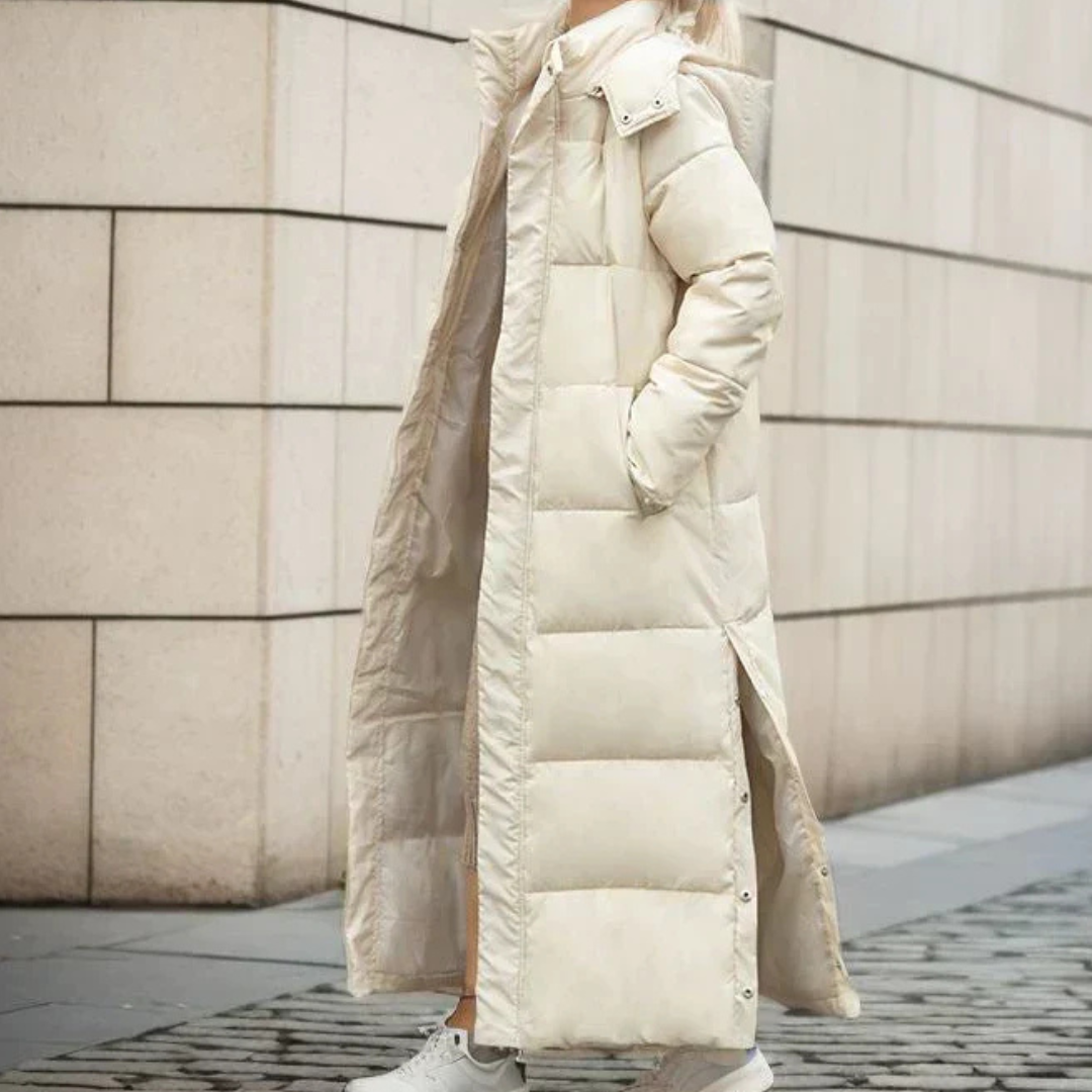 Fiona | Hooded Quilted Long Puffer Coat