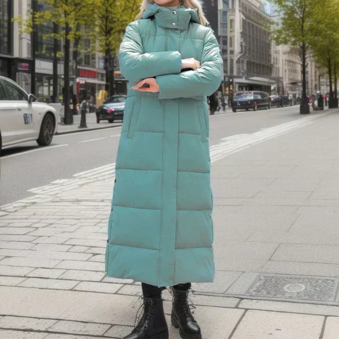 Fiona | Hooded Quilted Long Puffer Coat