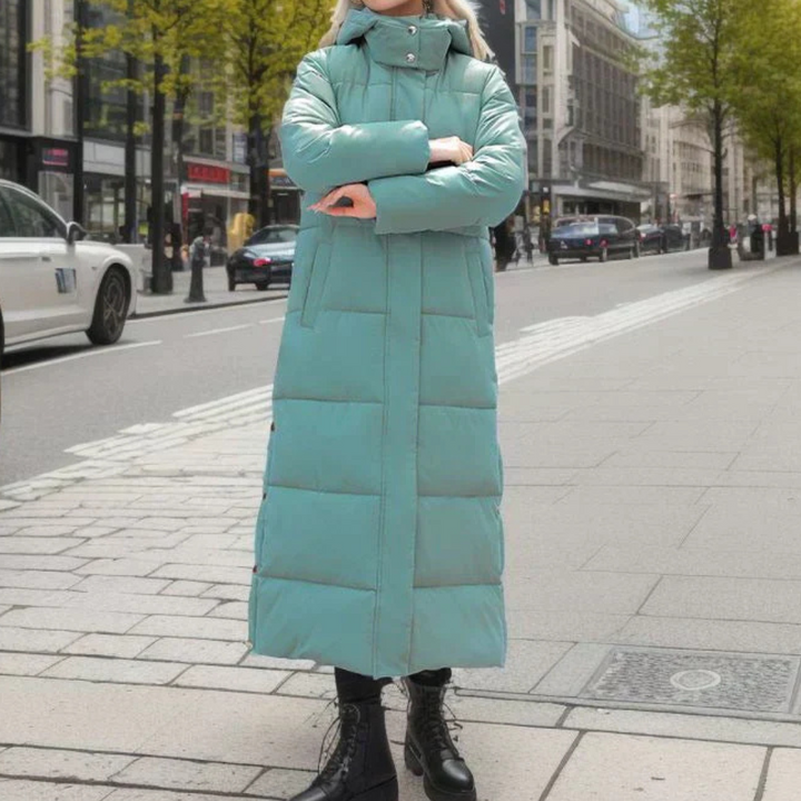 Fiona | Hooded Quilted Long Puffer Coat