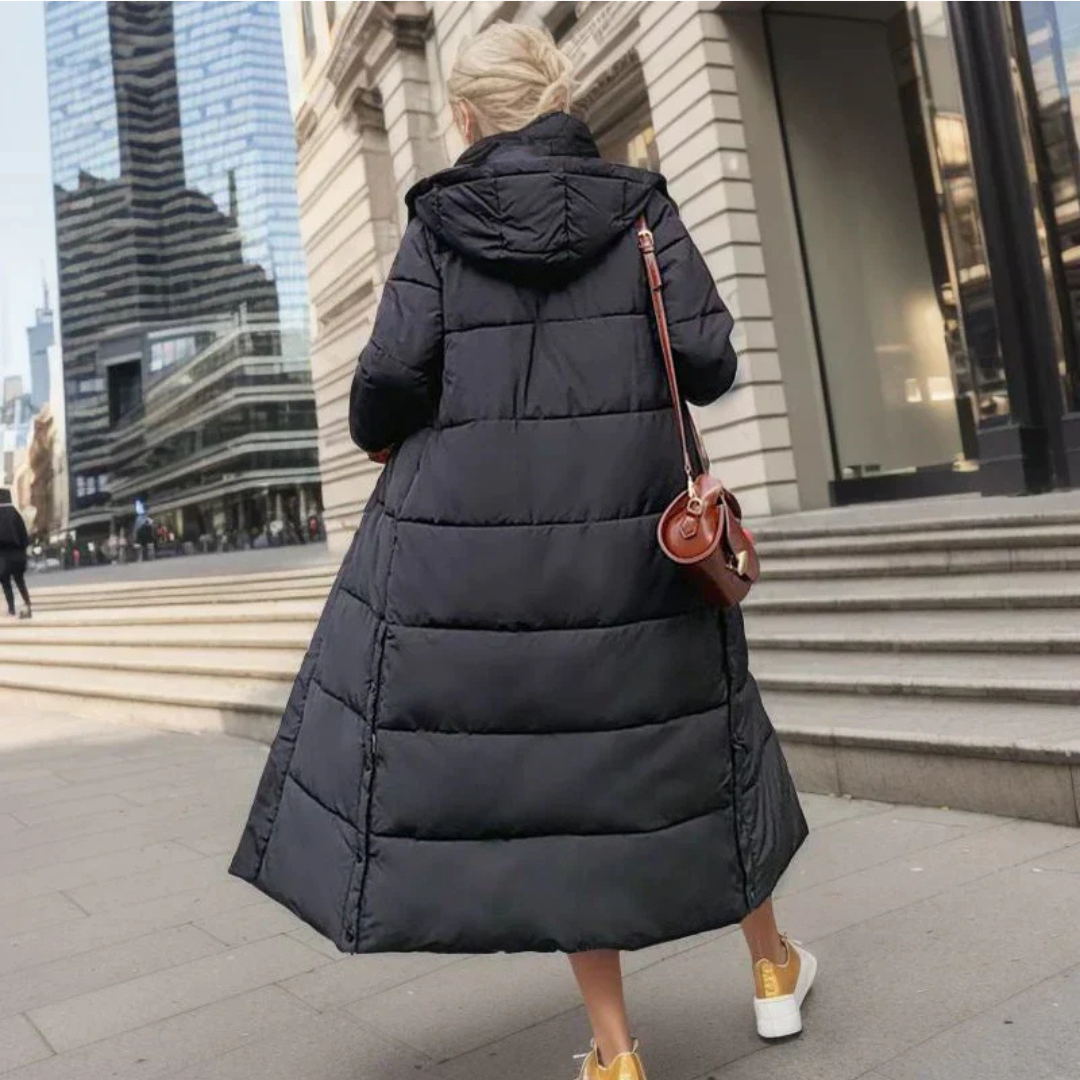 Fiona | Hooded Quilted Long Puffer Coat