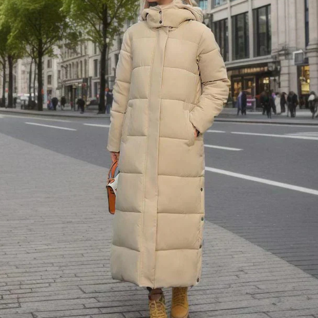 Fiona | Hooded Quilted Long Puffer Coat