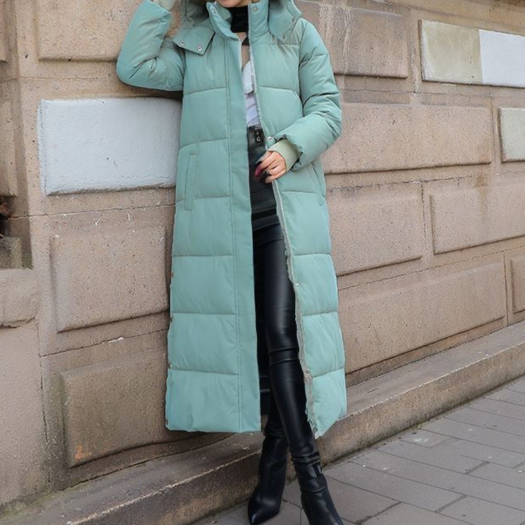 Fiona | Hooded Quilted Long Puffer Coat