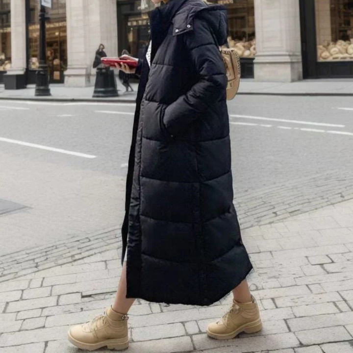 Fiona | Hooded Quilted Long Puffer Coat