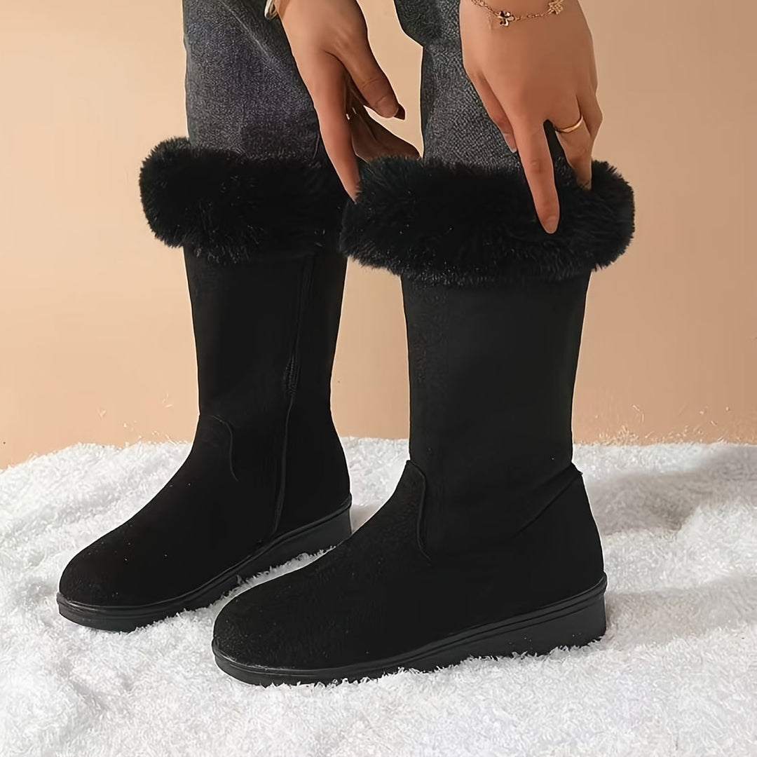Heather | Faux Fur Cuff Waterproof Mid-Calf Winter Boots