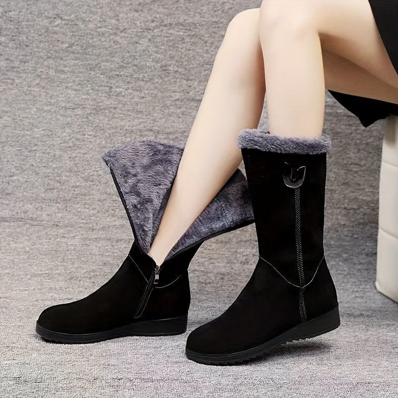 Heather | Faux Fur Cuff Waterproof Mid-Calf Winter Boots