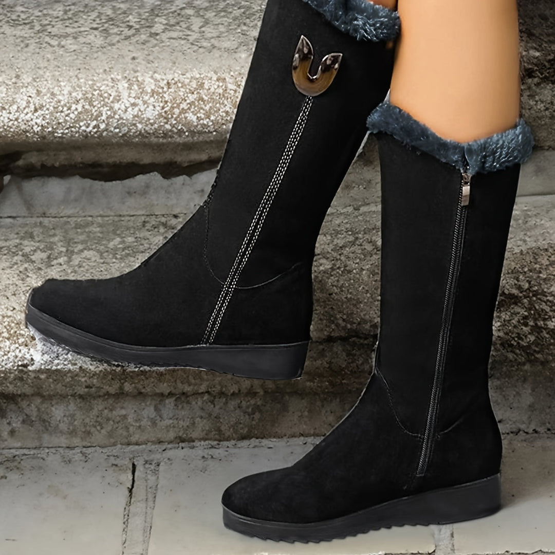Heather | Faux Fur Cuff Waterproof Mid-Calf Winter Boots