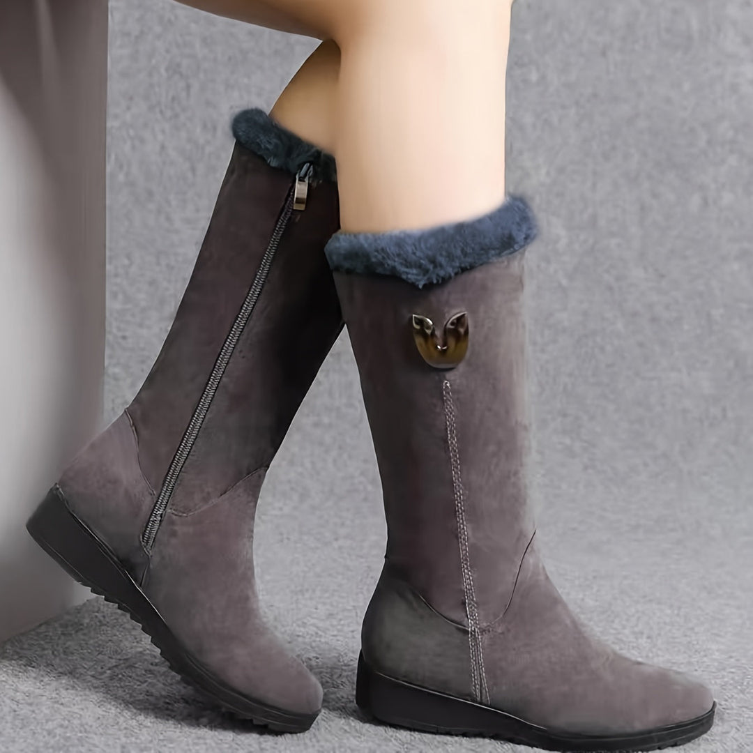 Heather | Faux Fur Cuff Waterproof Mid-Calf Winter Boots
