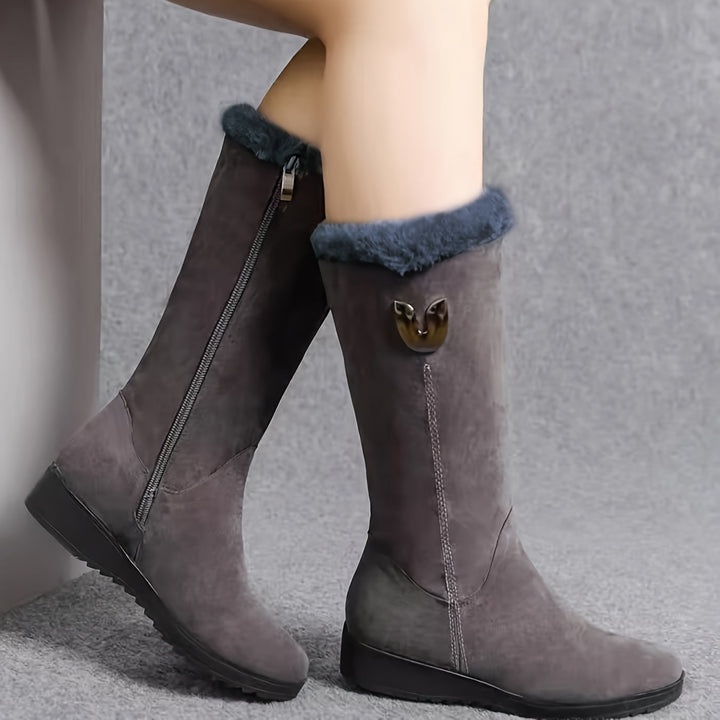 Heather | Faux Fur Cuff Waterproof Mid-Calf Winter Boots
