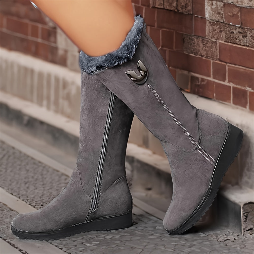 Heather | Faux Fur Cuff Waterproof Mid-Calf Winter Boots