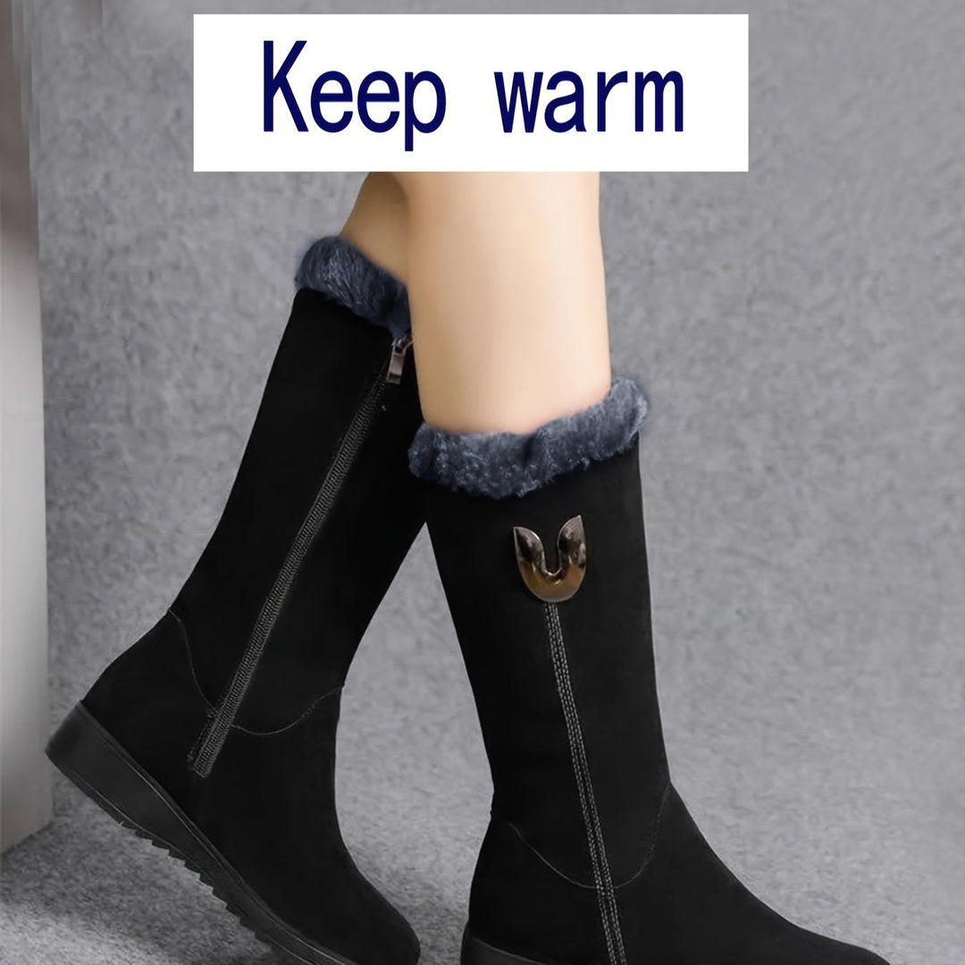 Heather | Faux Fur Cuff Waterproof Mid-Calf Winter Boots