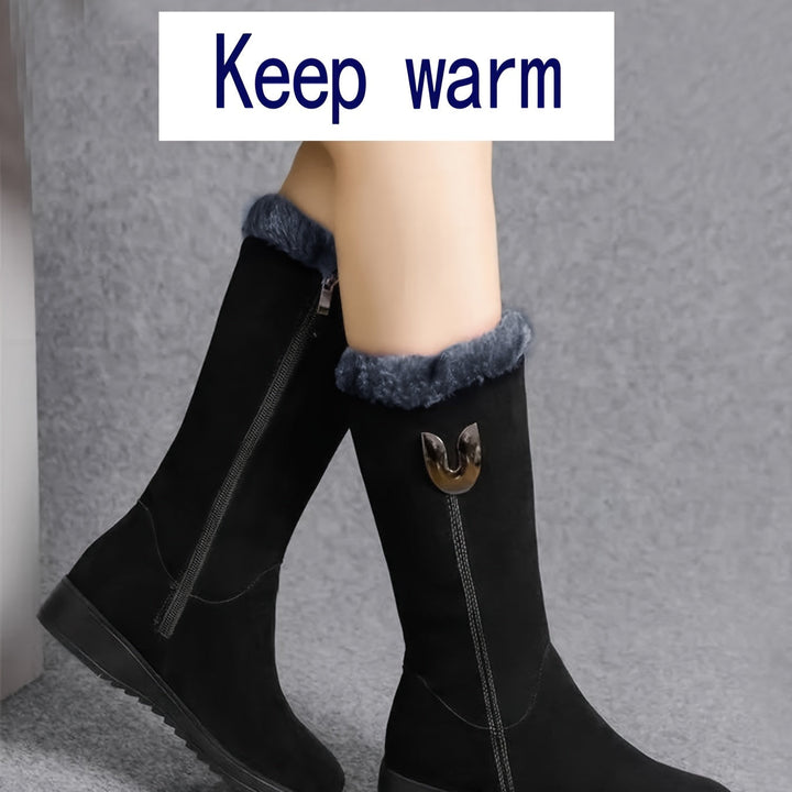 Heather | Faux Fur Cuff Waterproof Mid-Calf Winter Boots