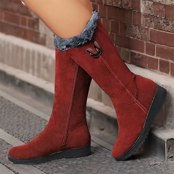 Heather | Faux Fur Cuff Waterproof Mid-Calf Winter Boots