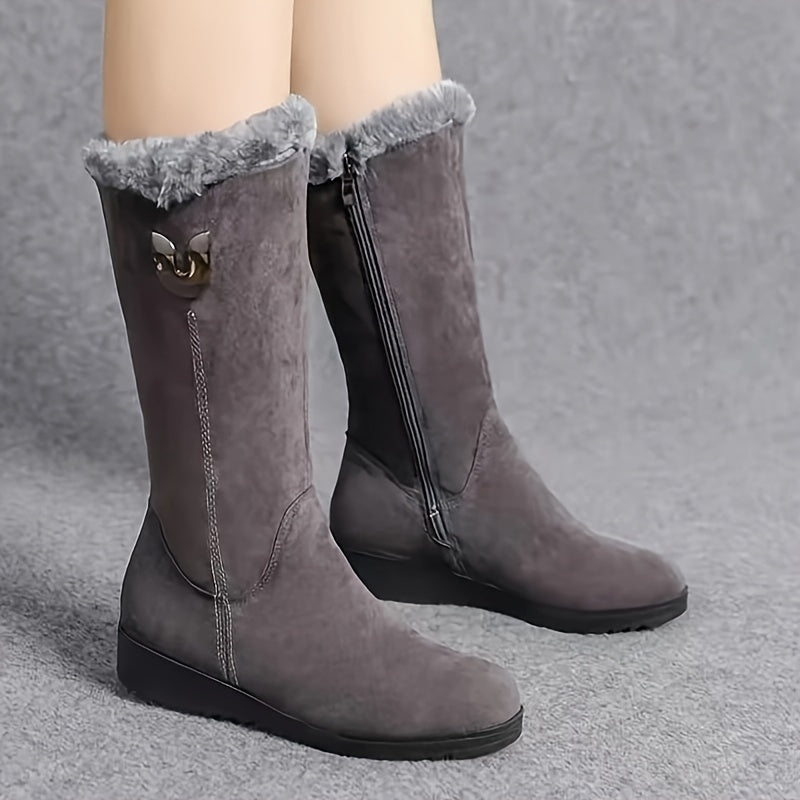 Heather | Faux Fur Cuff Waterproof Mid-Calf Winter Boots