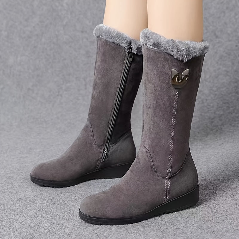 Heather | Faux Fur Cuff Waterproof Mid-Calf Winter Boots