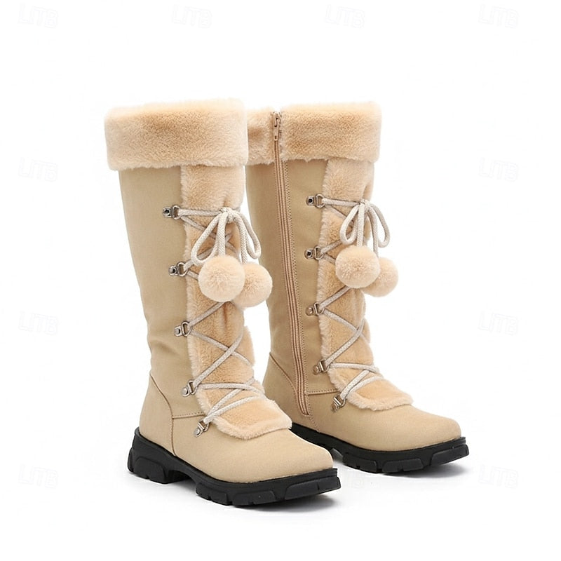 Harper | Fur-Trimmed Waterproof Lace-Up Knee-High Winter Boots