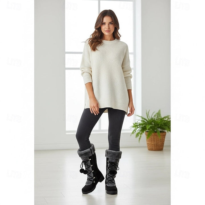 Harper | Fur-Trimmed Waterproof Lace-Up Knee-High Winter Boots