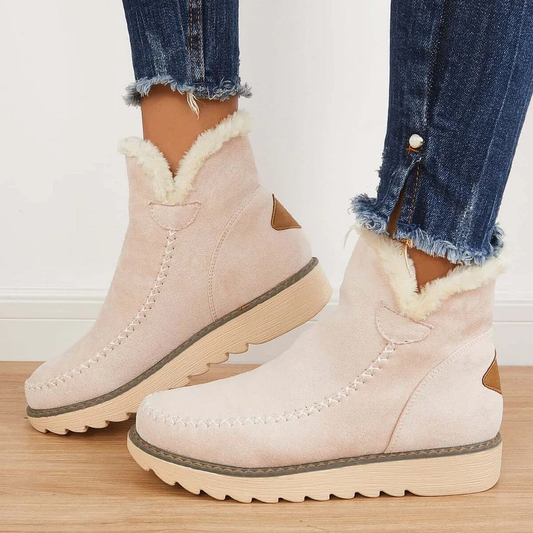 Ashley | Fleece-Lined Slip-On Ankle Boots for Winter