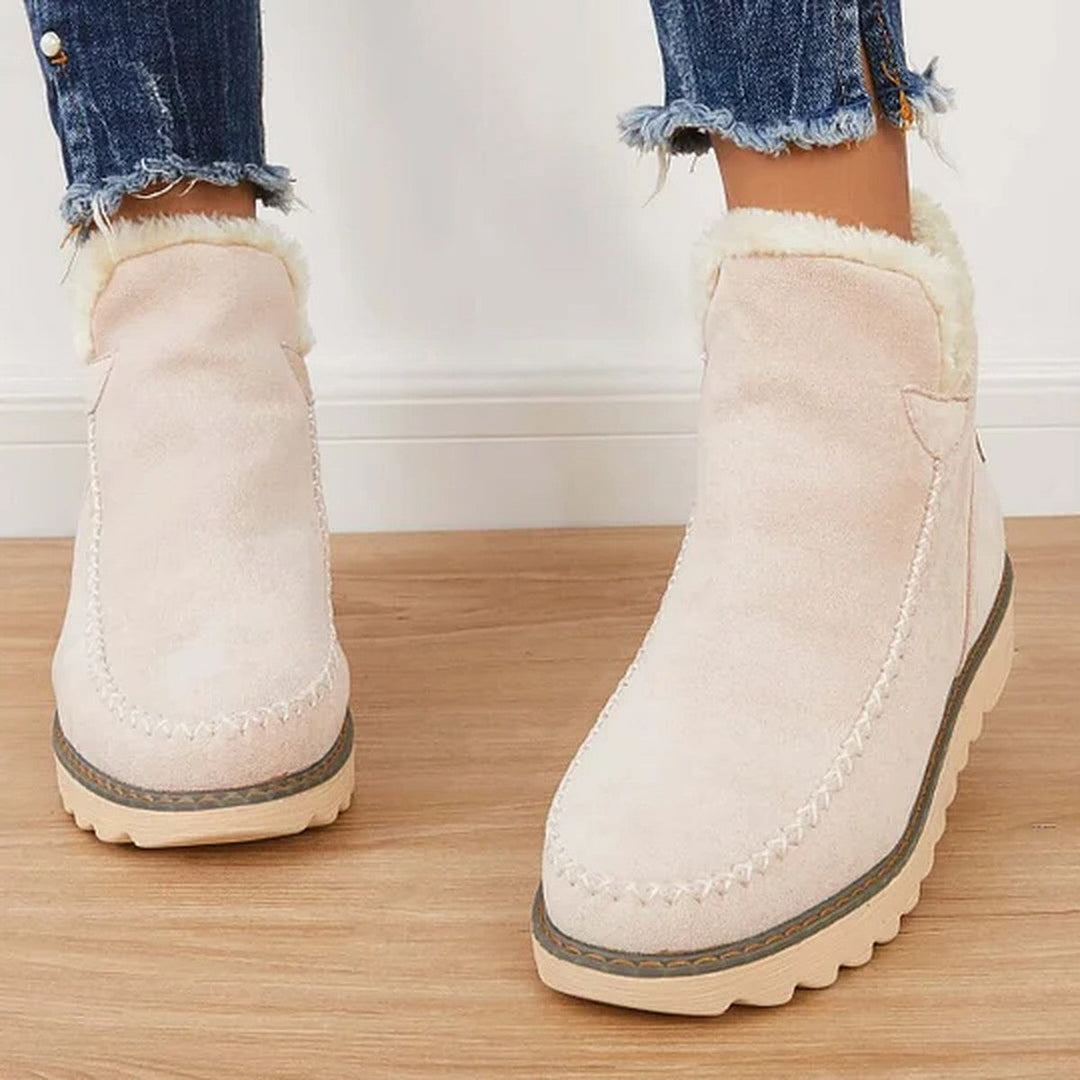 Ashley | Fleece-Lined Slip-On Ankle Boots for Winter