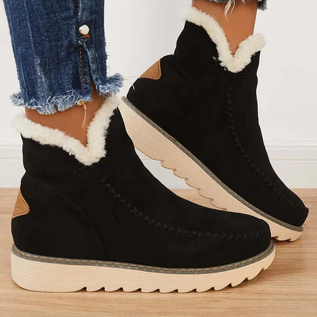 Ashley | Fleece-Lined Slip-On Ankle Boots for Winter